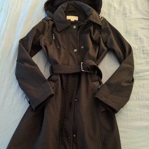 Michael Kors Womens Black Rain Coat with Hood XS